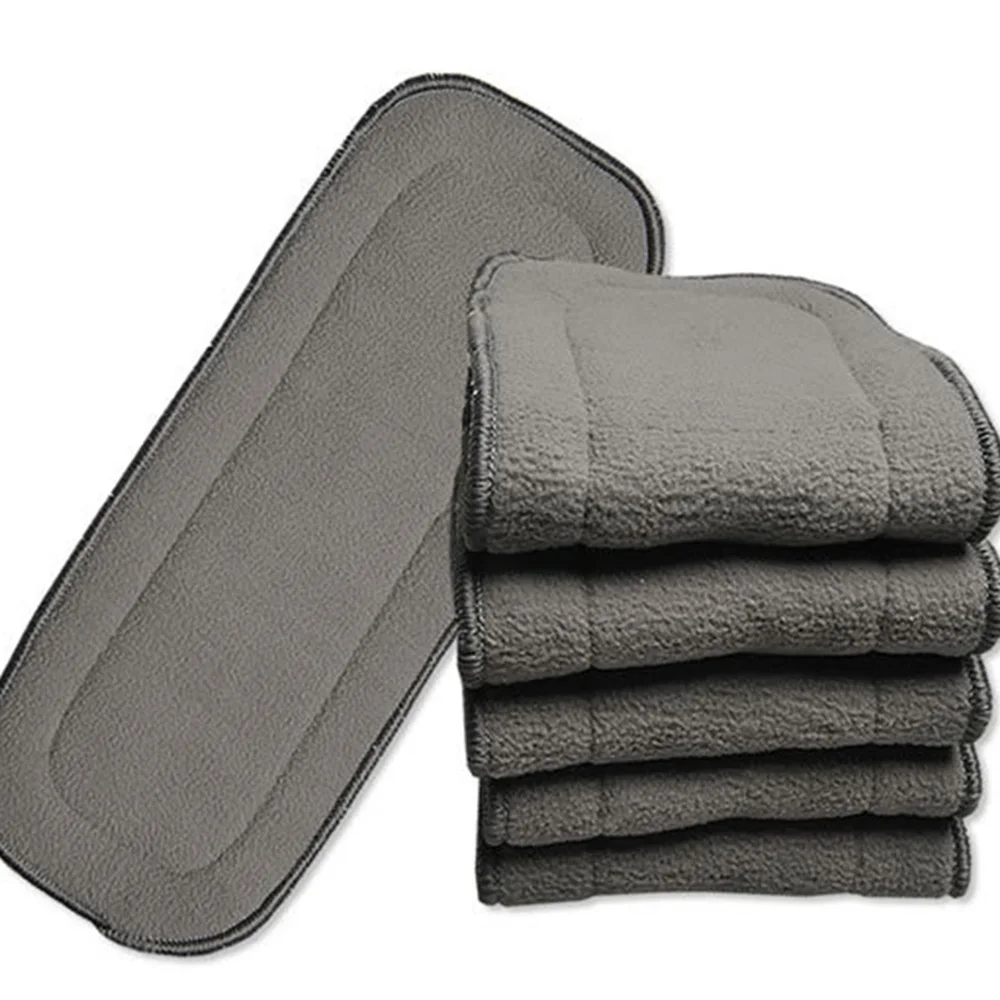

4 Pcs Bamboo Charcoal 5 layers Baby Diaper Washable insert New Infant Cotton Inserts Cloth Diaper Beathable For Kids 4T0014