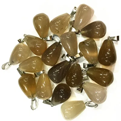 grey agate ; 12 шт. Ассорти Смешанный Натуральный камень капли воды кулон Healing амулеты розы кварцевые Topazs Агаты Для женщин Цепочки и ожерелья ювелирные изделия - Окраска металла: grey agate