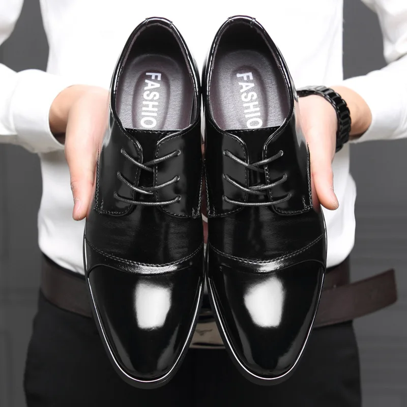 2020 Large Size 37-47 Luxury Men Pointed Formal Wedding Shoes Fashion Business Leather Casual Lace-up Flats | Обувь