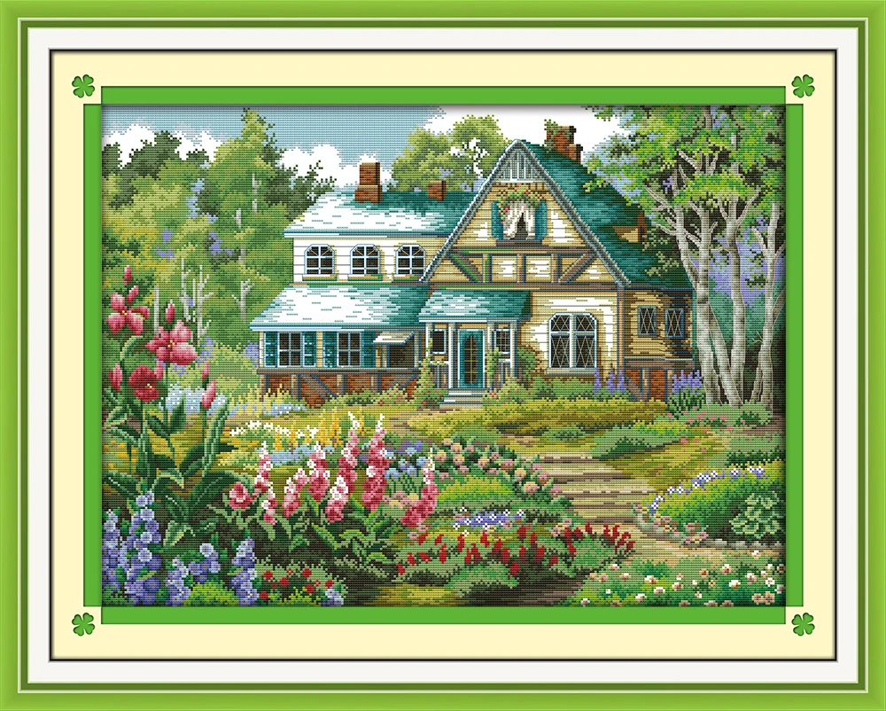

The fairy tale hut cross stitch kit DIY hand embroidery set craft handmade needlework cross-stitching DMC color Dreamfounder