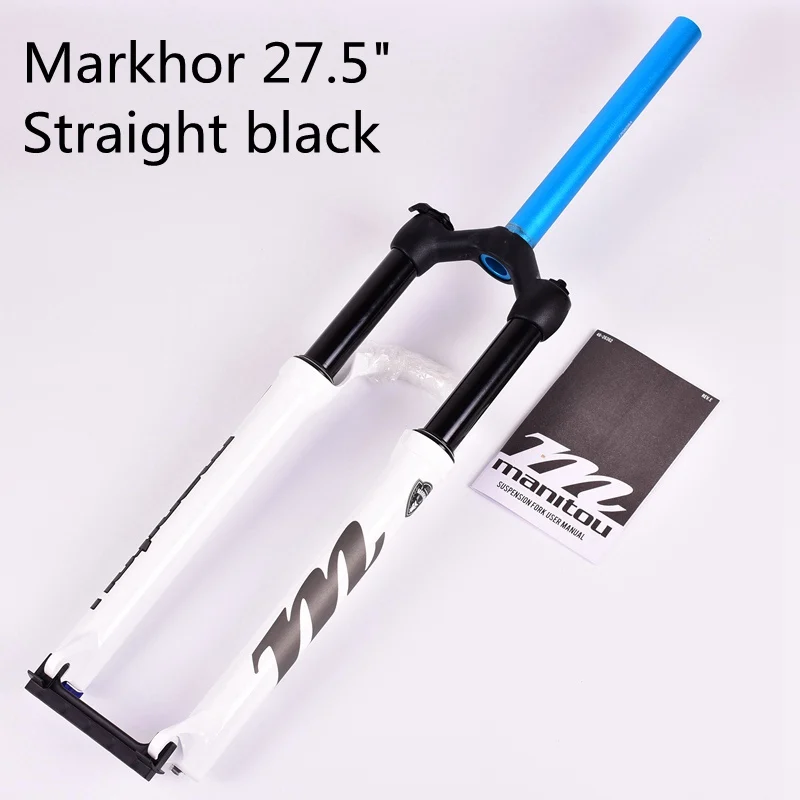 27.5 Straight white Велосипедная вилка Manitou MARKHOR Велосипедная вилка 26 27,5 дюймов 29er горная вилка для горного велосипеда масло для подвески и газовая вилка Дистанционный Замок 1635 г - Цвет: 27.5 Straight white