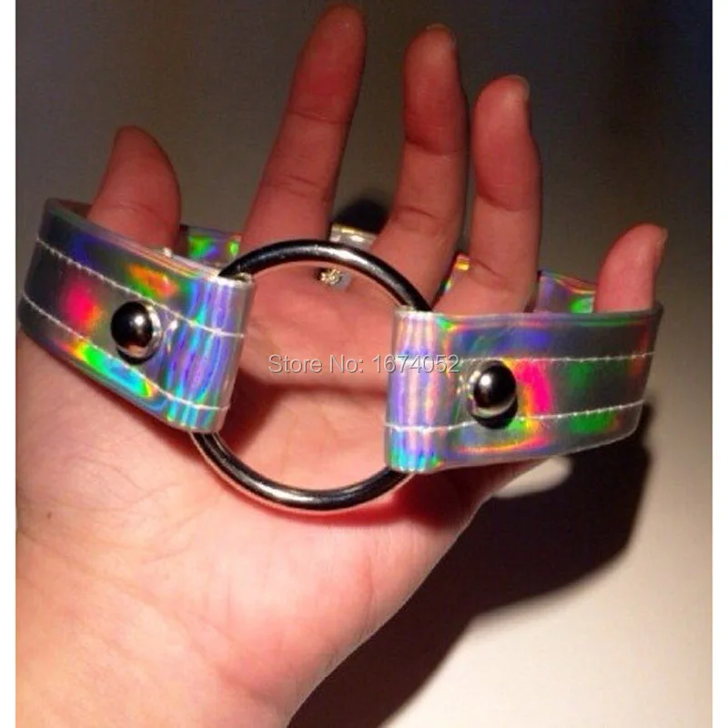 Чокер голографический Женский Крутое металлическое ожерелье ручной работы в