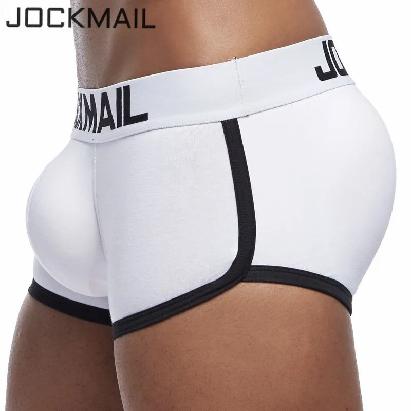 JOCKMAIL Brand Mens Underwear Boxers Trunks with Sexy Gay Penis Pouch Bulge Enhancing Front + Back Double Removable Push Up Cup