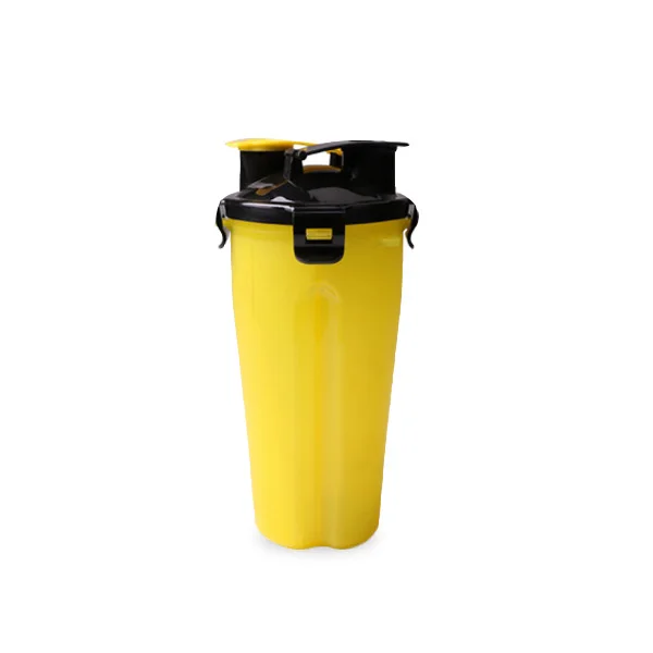Yellow Миска для собак 2 в 1, для воды и еды, для улицы, для кормушки собак, бутылка для воды для кошек, дорожная чашка для домашних животных, складные силиконовые миски для домашних животных - Цвет: Yellow
