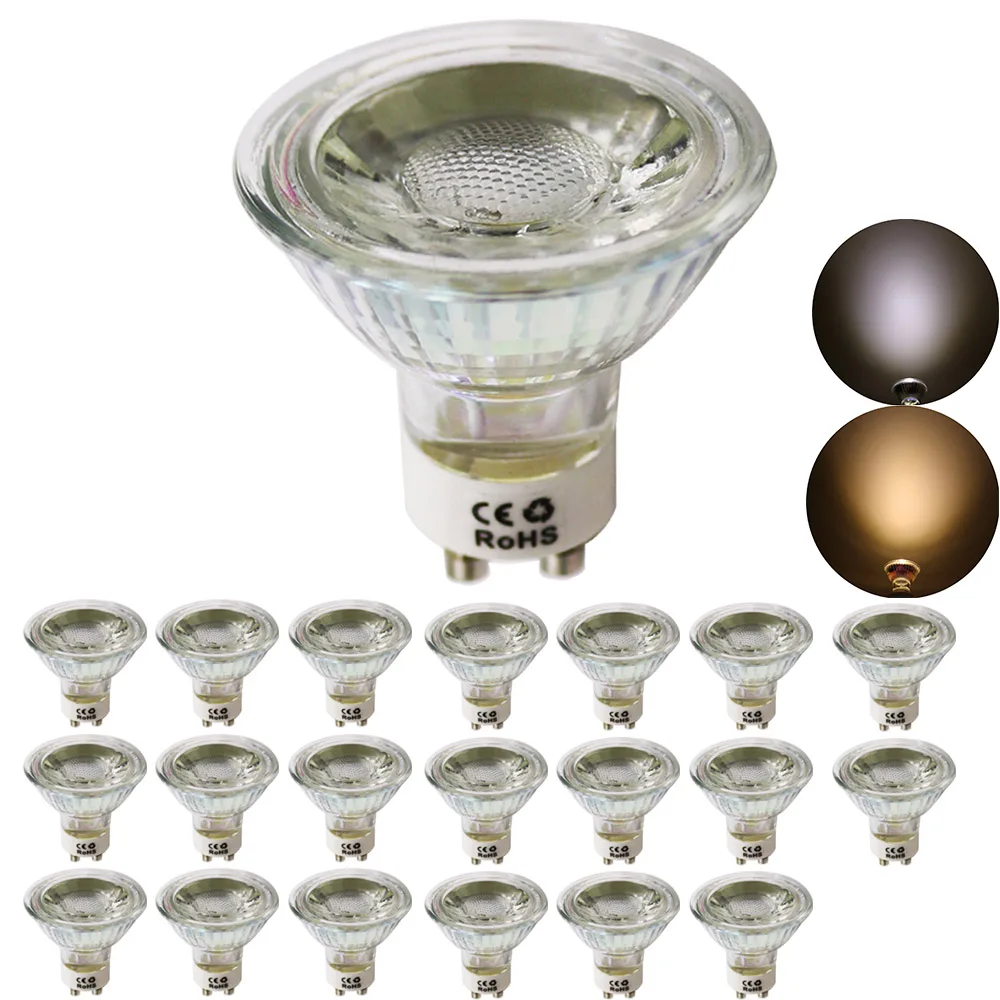20x GU10 LED COB прожектор с регулируемой яркостью 5 Вт точечная лампа высокой мощности