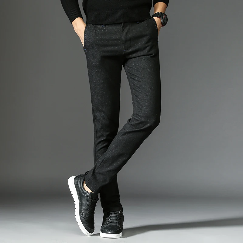 Drizzte мужчины s Slack костюм брюки повседневные Слаксы Slim Fit платье брюки для мужчин черный бизнес