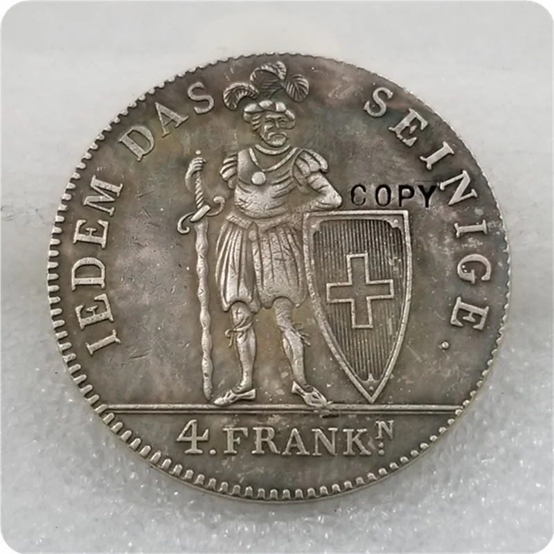 1816 V R Swiss 4 FRANKEN копия серебряной монеты|Безвалютные монеты| |