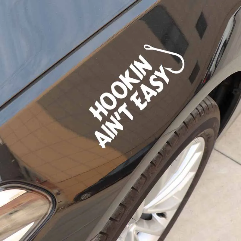 YJZT 16.9CM*6.3CM Hookin Aint Easy Fishing Funny Car Window Vinyl Decal Sticker Black/Silver C24-1016 | Автомобили и мотоциклы