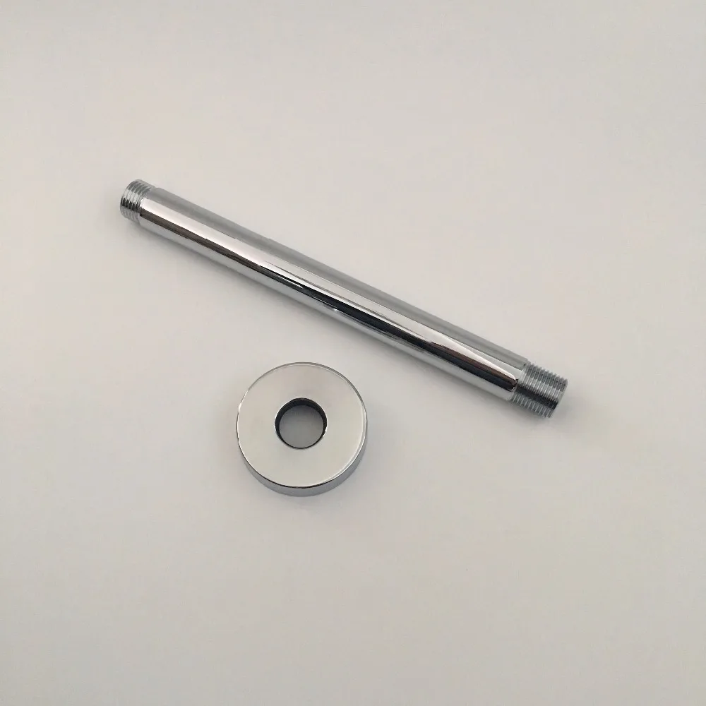 Высококачественная серебристая прямая круглая настенная душевая рукоятка с фланцем для увеличения длины головы душа 20 см.