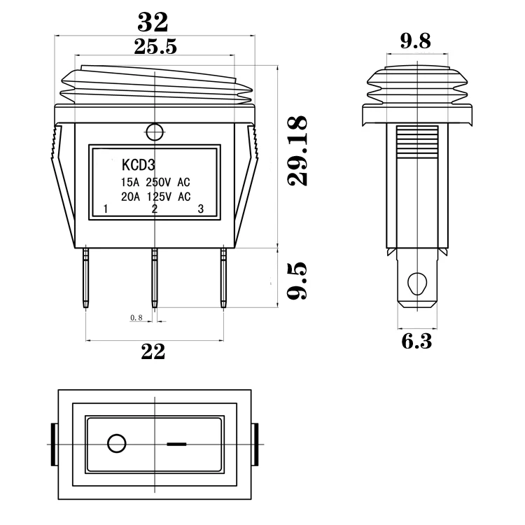 5 шт. 3-контактный переключатель вкл.-ВЫКЛ. Из меди водонепроницаемый колпачок с