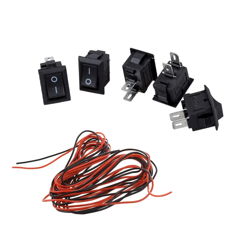 5 x AC 250 В 3A 2 Pin ВКЛ/ВЫКЛ I/O SPST оснастка в мини-лодке кулисный переключатель и 2x3 м 24