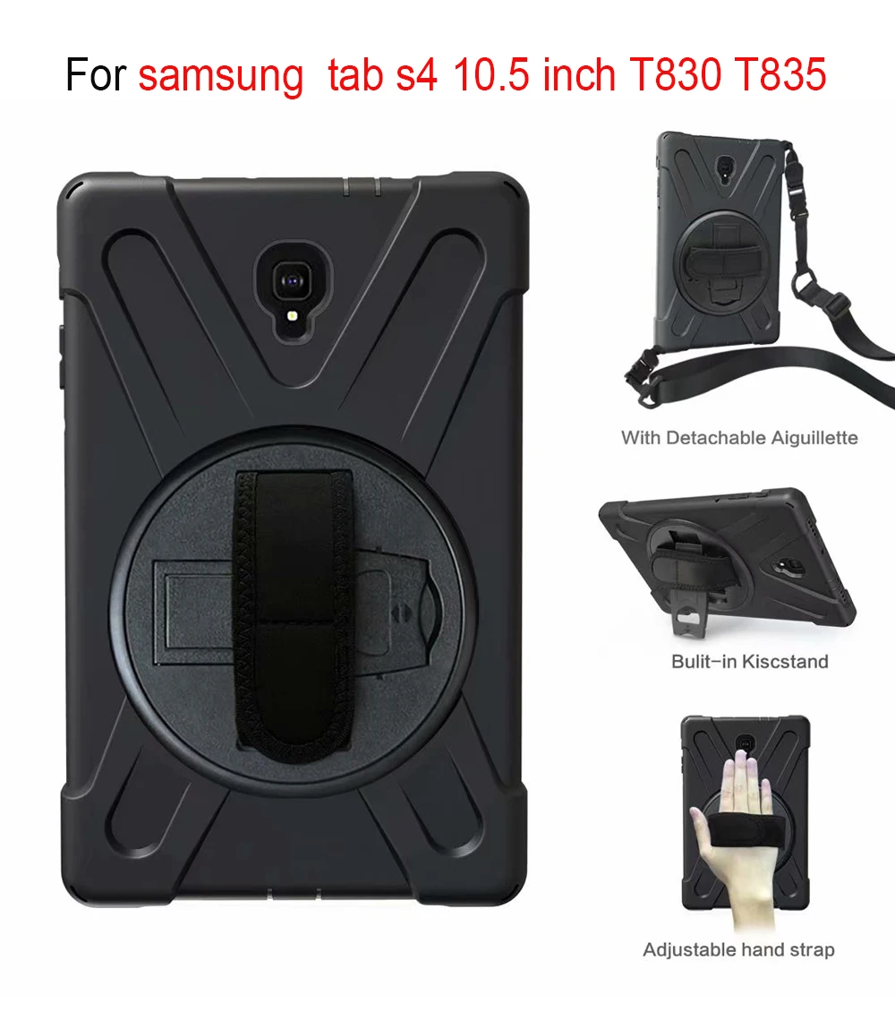 

Для Samsung Galaxy Tab S4 10,5 T830 T835 детский чехол безопасный ударопрочный сверхпрочный силиконовый + PC чехол с подставкой с ремешком на запястье + плеч...