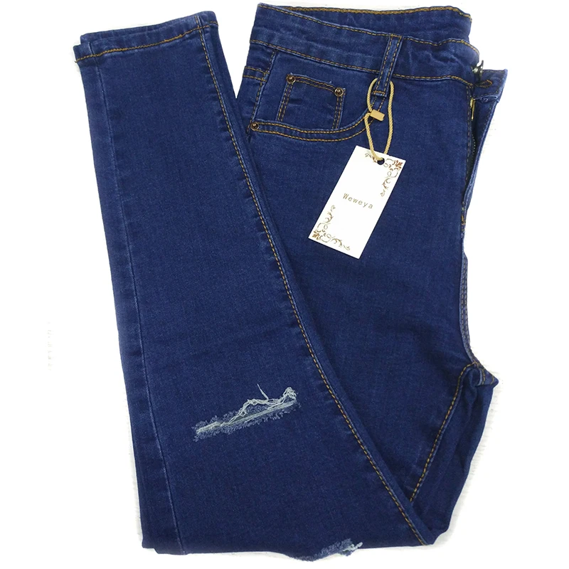 Weweya Skinny High Waist Ripped Jeans Women Black Denim Pants Hole Stretch Pencil Jeggings Femme | Женская одежда