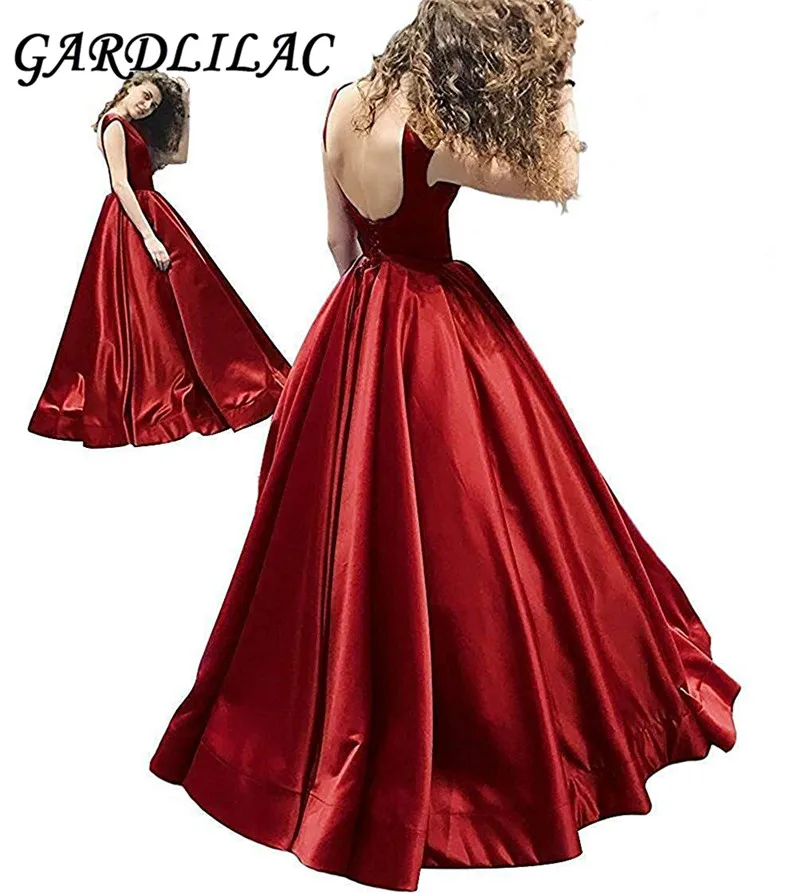 

Cheap Burgundy Long Satin Prom Dress Ball Gown Quinceanera Dresses 2019 vestidos de 15 Christmas Party Dress