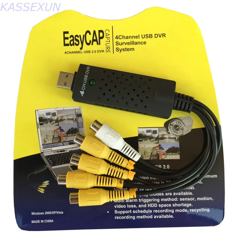 USB видео Захват easycap 4 ch usb аудио в цифровой формат для ПК Бесплатная доставка|video