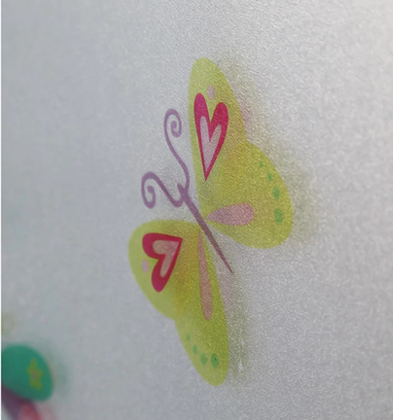 Цветная мультяшная бабочка матовая статическая стеклянная наклейка детская