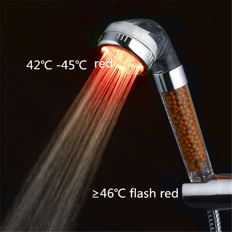 RGB LED Shower Head Pressurized Water Temperature Sensor Rain 3 Colors Handheld Bath | Обустройство дома
