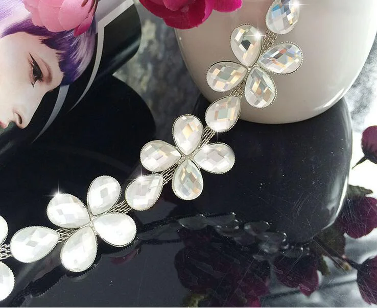 1 ярд блестящее прозрачное стекло кристаллы слез бусины бабочка в форме ленты отделка Кружева для шитья