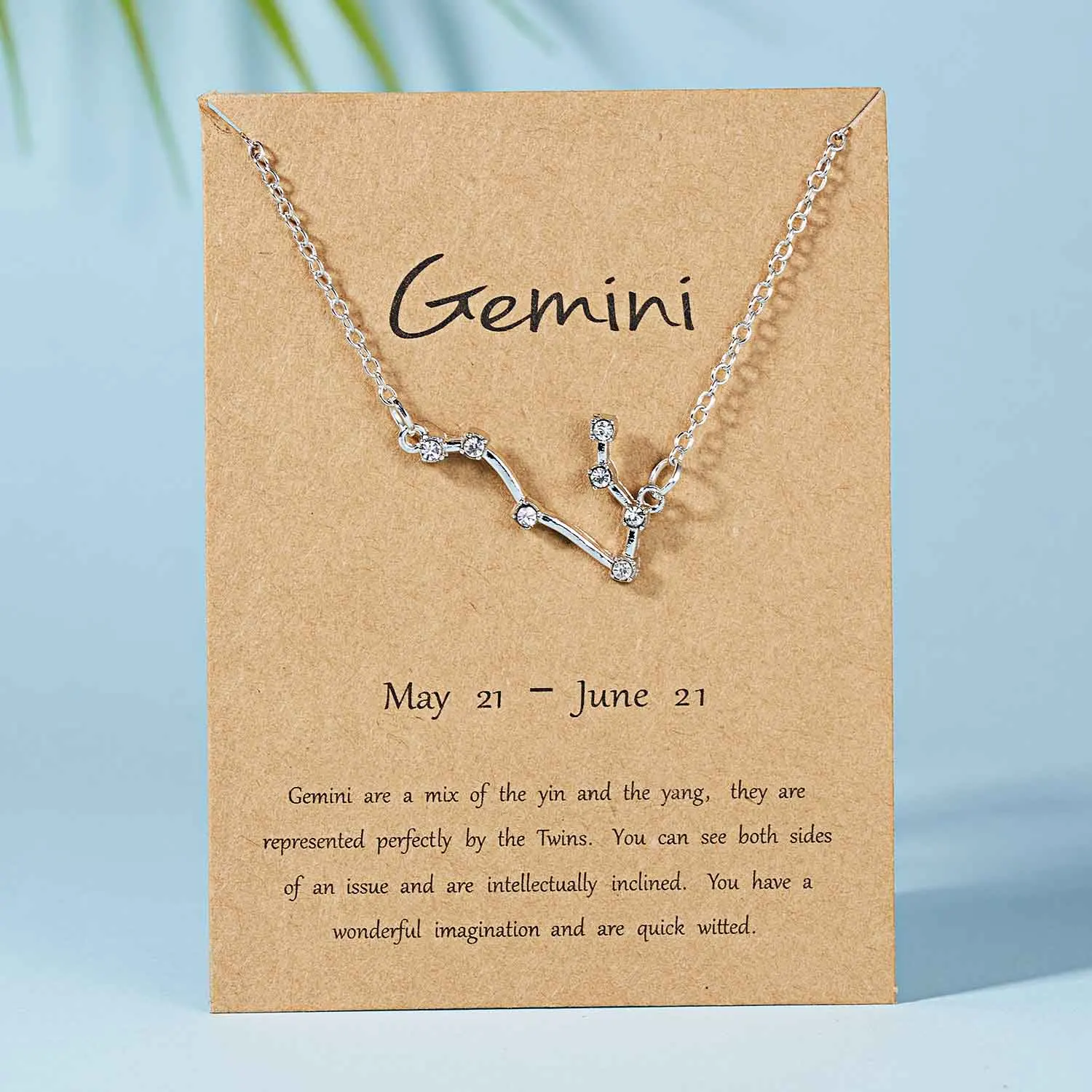 Gemini-silver Belleper 12 Созвездие Знак зодиака ожерелье для женщин серебряные ювелирные изделия Leo Libra Aries кулон ожерелье Астрология - Окраска металла: Gemini-silver