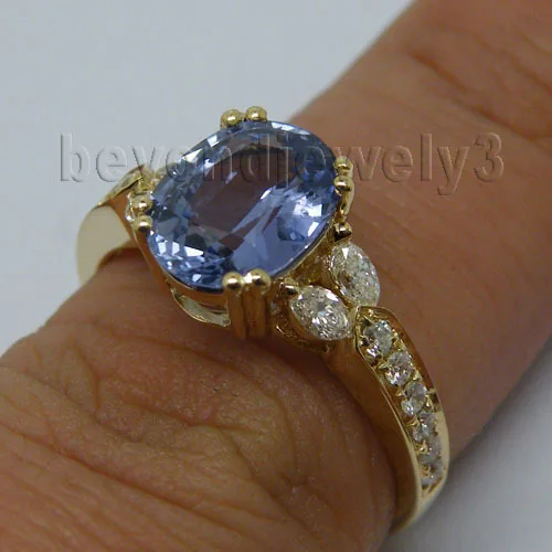 Женское Винтажное кольцо из желтого золота с сапфиром 7x9 мм | Украшения и