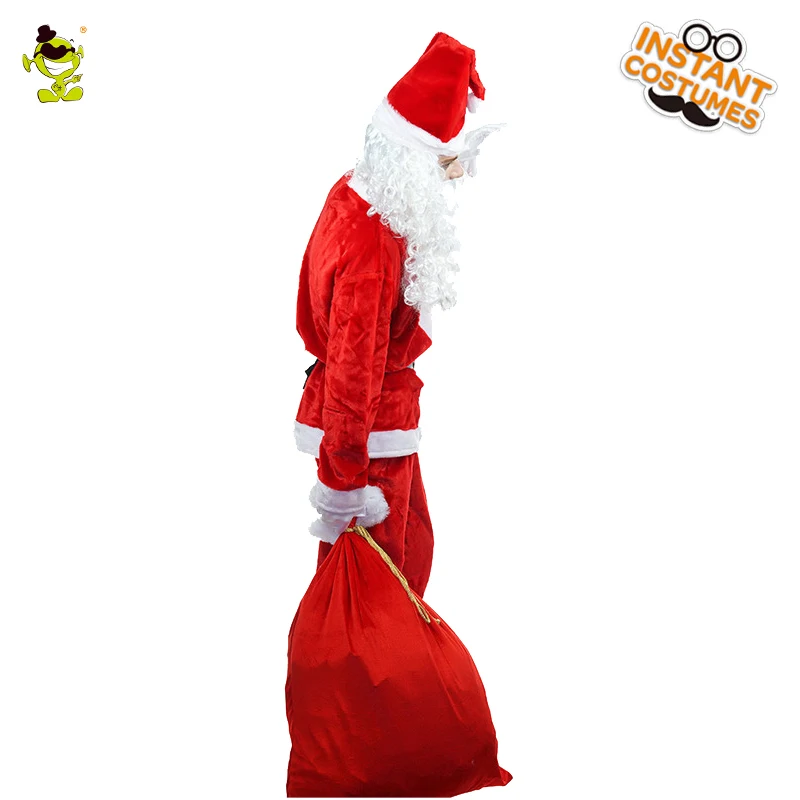 Рождественский мужской костюм Санта Клауса с длинной бородой нарядное платье