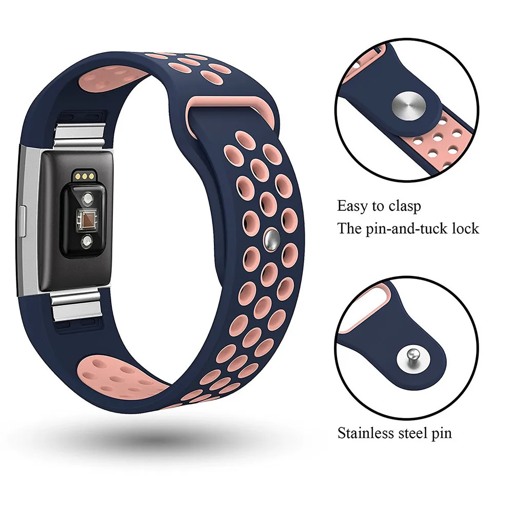 HIPERDEAL модный двухцветный спортивный силиконовый браслет ремешок для Fitbit Charge 2 15J