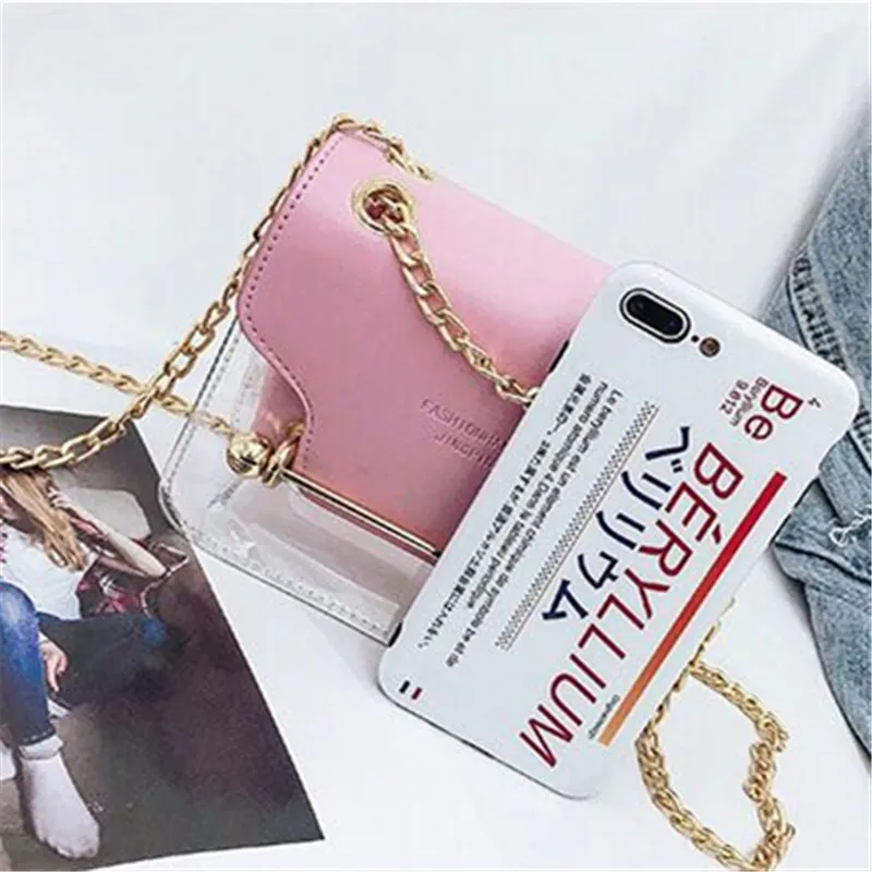 2019 Fashion Women Brand Design Small Square Shoulder Bag Clear Transparent PU Composite Messenger Bags New Female Handbags