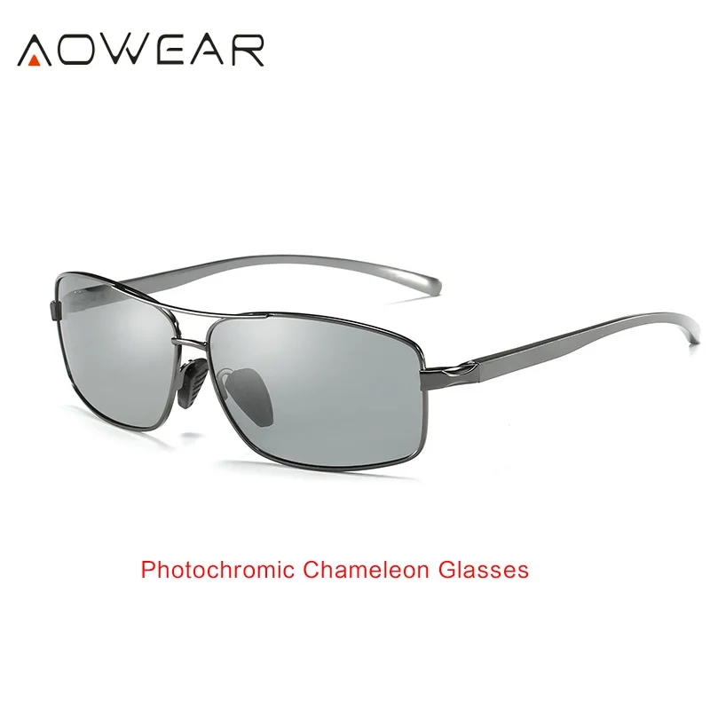 AOWEAR, мужские фотохромные, хамелеон, поляризационные солнцезащитные очки, мужские, меняющие цвет, линзы, очки, мужские, для улицы, для вождения, oculos de sol - Цвет линз: Grey