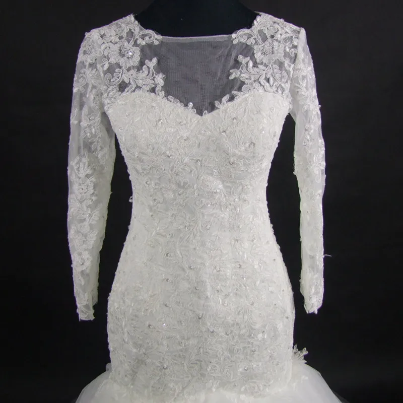 Новинка 2019 Африканское кружевное свадебное платье с длинными рукавами и
