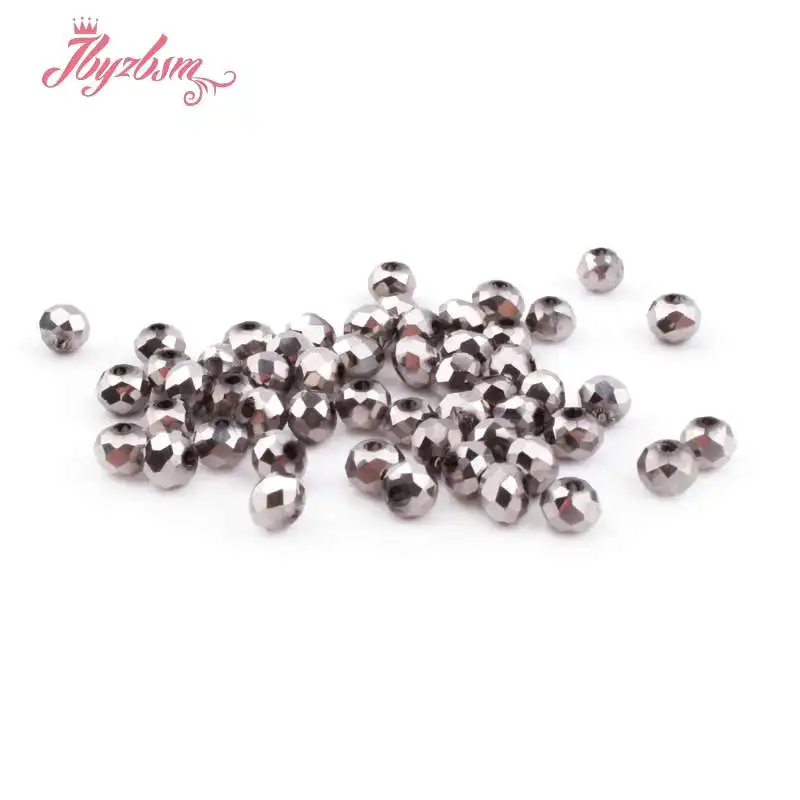 Silver Black 3*4 мм 50 шт. Rondelle Heishi многоцветные австрийские стеклянные граненые разделительные бусины для самостоятельного изготовления ювелирных изделий ожерелье Breaclet - Цвет: Silver Black