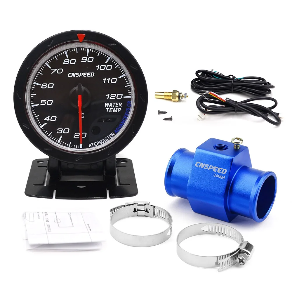 With 34 adapter CNSPEED 60 мм Автомобильный датчик температуры воды 20-120 градусов Цельсия с адаптером датчика температуры воды 1/8NPT - Цвет: With 34 adapter