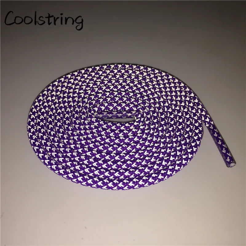 Coolstring выделить 3 м круглые шнурки отражающие Цветной обуви строка Прохладный светло-фиолетовые кружевные индивидуальная безопасность легко галстуком-бабочкой модная обжимной