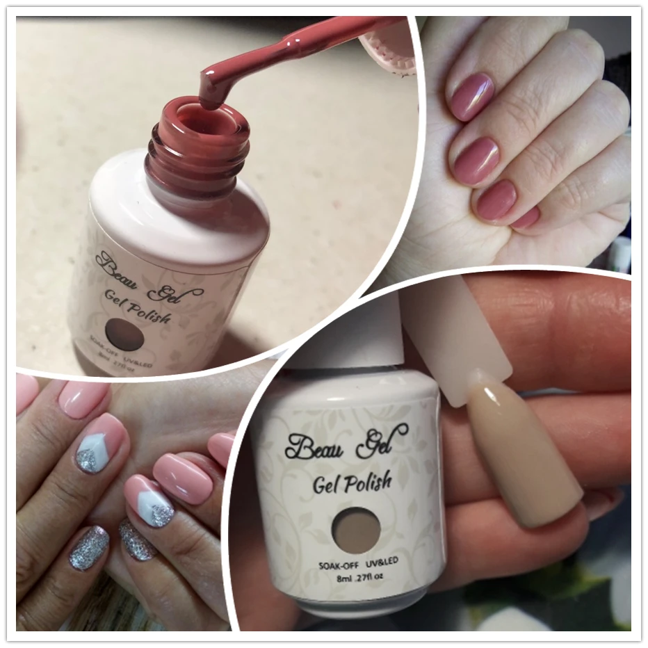 Beau Gel 8ml Nude Color UV Gel Nail Polish Soak Off Vernis Semi Permanent Hybrid Varnish Gellak Enamel Lacquer Jelly Gel Polish