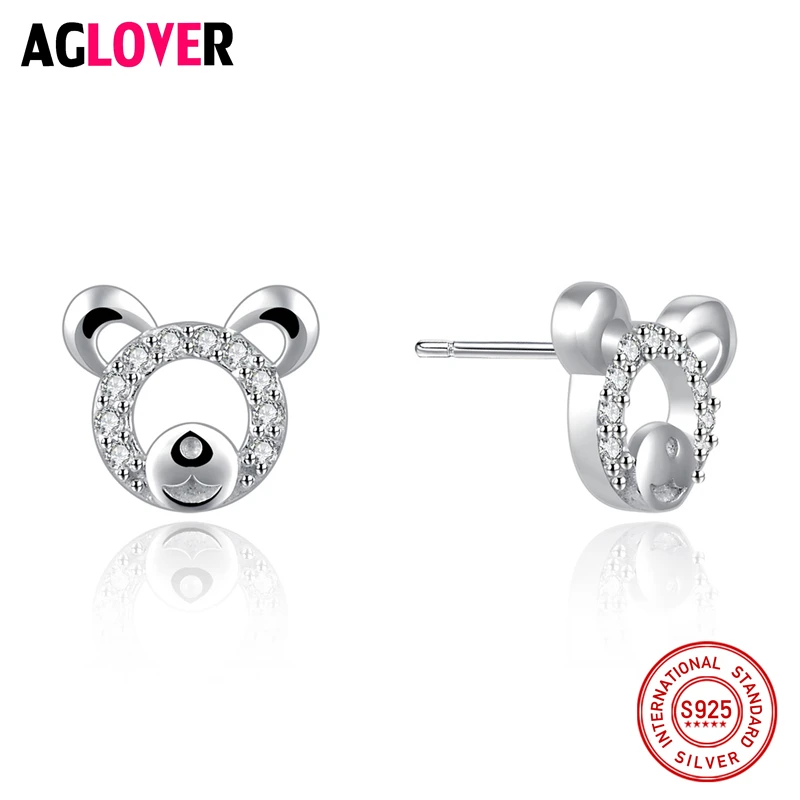 Женские серьги-гвоздики из серебра 2018 пробы с фианитом AAA | Украшения и аксессуары