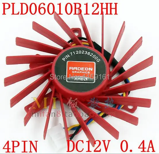 Кулер PLD06010B12HH, с 4 выводами, 12 В, 0,4 А, HD4830, HD4850, для видеокарт