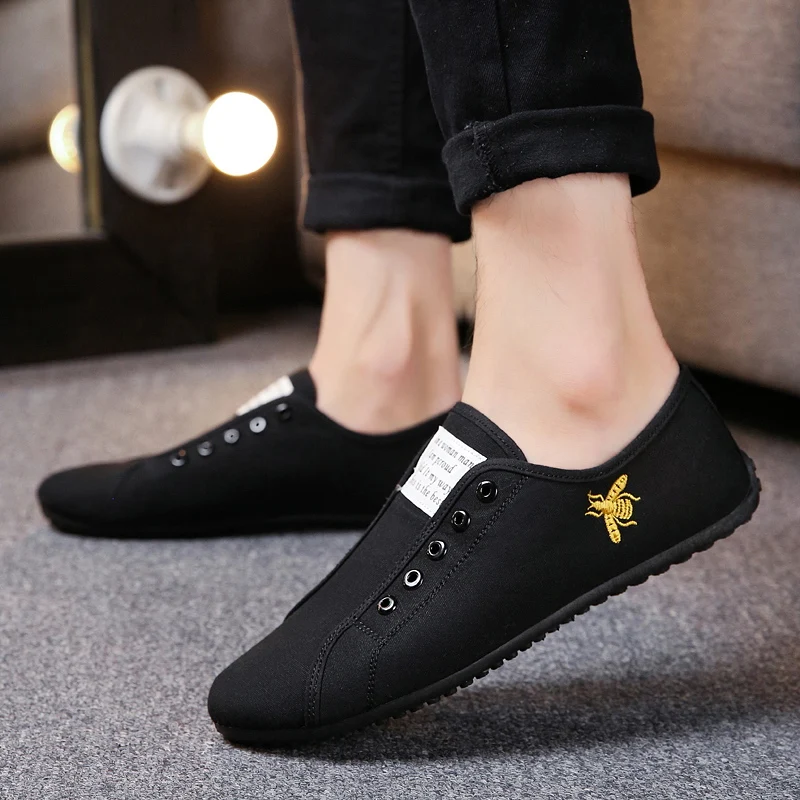 Новинка 2018 повседневная черная Тканевая обувь Мужская модная дышащая с мягкой