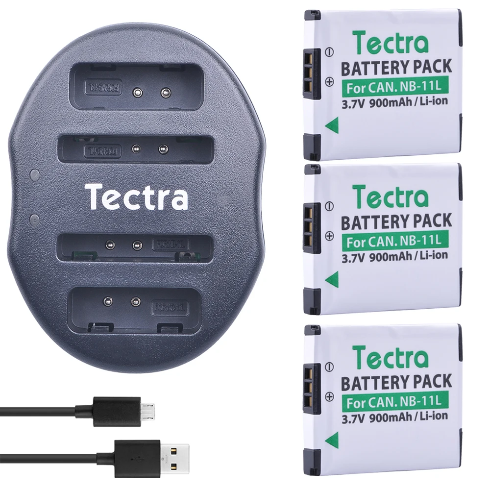 Tectra 3 шт. NB 11L батарея + USB двойное зарядное устройство для Canon PowerShot A2300 IS A2600 A4000 ELPH 110
