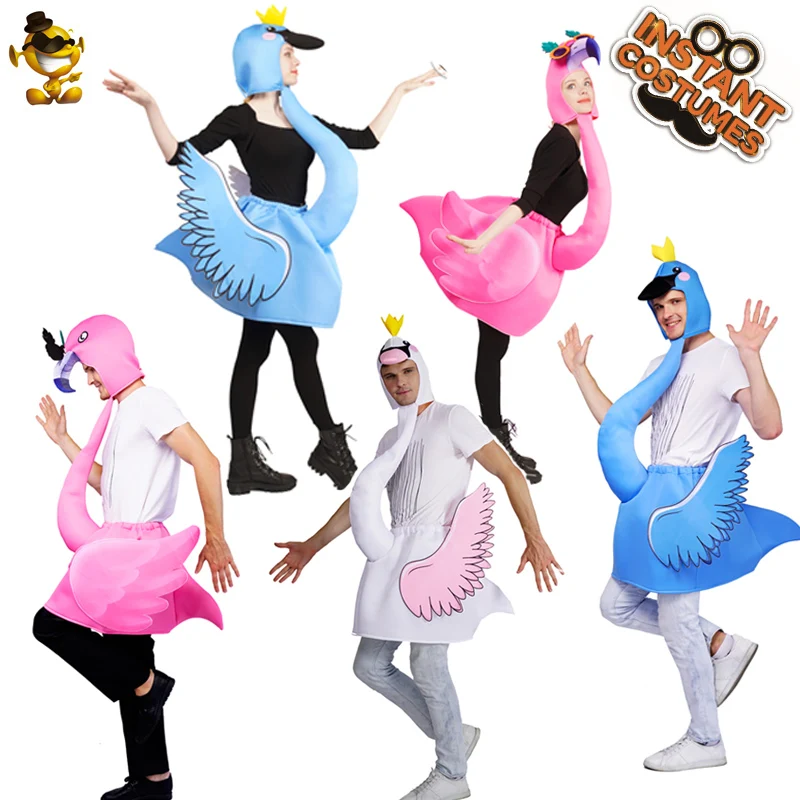 

Adult Flamingo Costume Mens Ladies Novelty Animal Fancy Dress Flamingo Jumpsuit