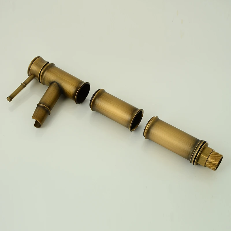 Кран для ванной комнаты Ретро латунный кран раковины водопад высокий бамбук