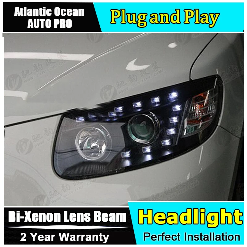 2007 2012 для Hyundai IX45 фары сантафе налобный фонарь светодиодный DRL Противотуманные