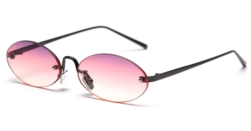 purple pink lens Kachawoo, ретро овальные солнцезащитные очки, женские, без оправы, металлический градиент, черные, красные, без оправы, солнцезащитные очки, мужские, подарок на день рождения, лето - Цвет линз: purple pink lens
