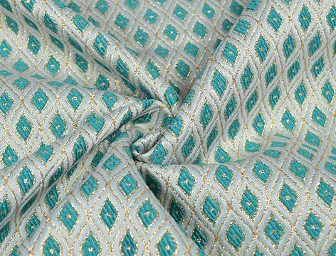 

Fashion green blue diamond coat clothing fashion fabric DIY geometric jacquard brocade silk cloth of gold