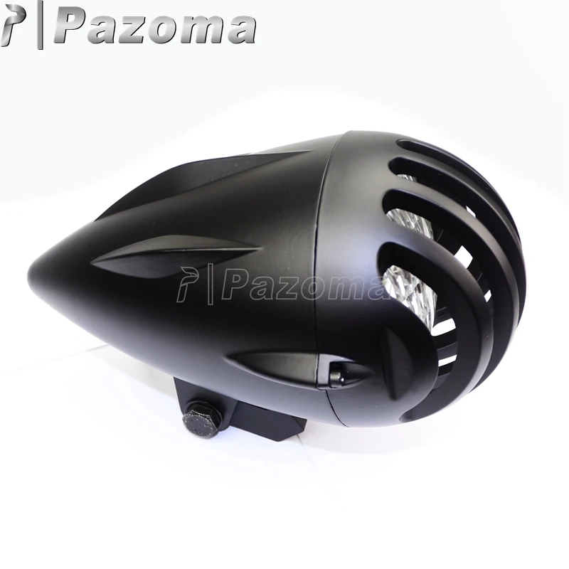 PAZOMA черная Старая школа 4 5 &quotфара мотоцикла гриль ребристый налобный фонарь для