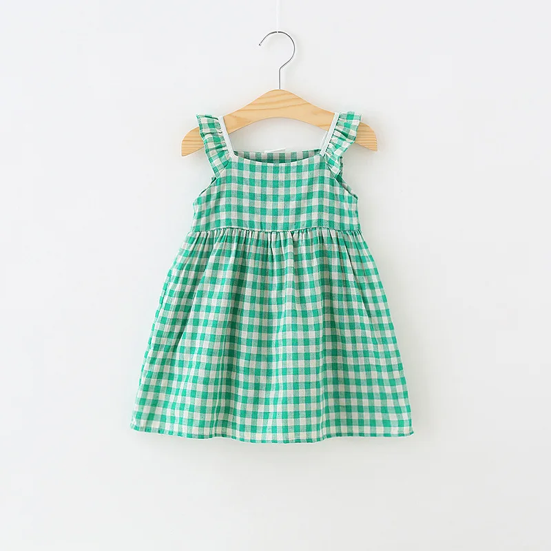 Клетчатые Детские платья для девочек летние без рукавов маленьких повседневная
