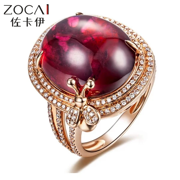 Роскошное турмалиновое кольцо ZOCAI из розового золота 18 К 14 50 карат 0 54 SR706T|ring 18k|18k