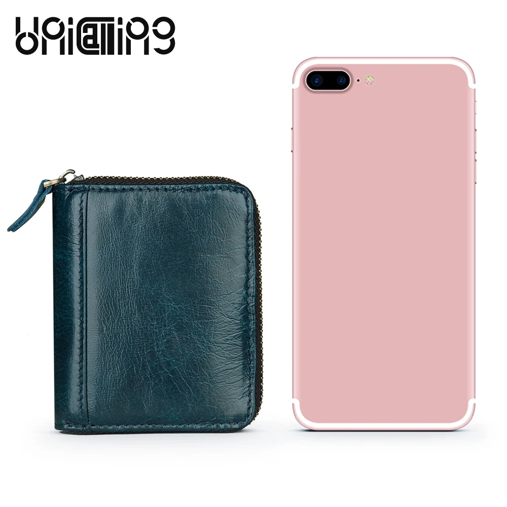 UniCalling New style cow leather women card holder Solid Color Zipper id mini Key Holders Retro 8 | Багаж и сумки