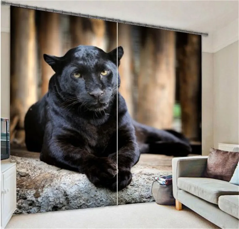 

Luxury Panther 3D Blackout Window Curtains For Bedding room Living room Home Wall decorative Hotel Drapes Cortinas