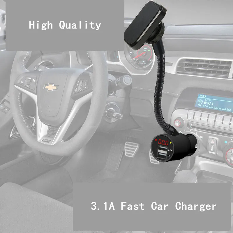 Magnetic Retatable Car Phone Mount Holder With 3.1A Dual USB Charger Cigarette Lighter Power Adapter LED Display | Автомобили и