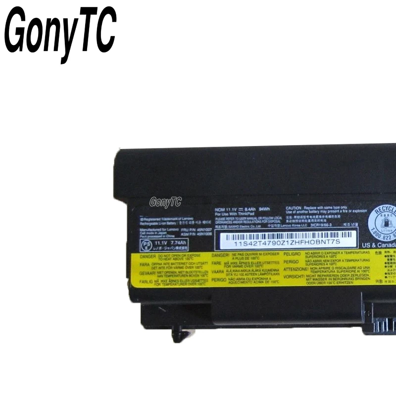 gonytc 11 1v 94wh 9cells original new laptop battery for lenovo thinkpad sl430 w530 45n1006 45n1007 t430 t530i t410 t420 free global shipping