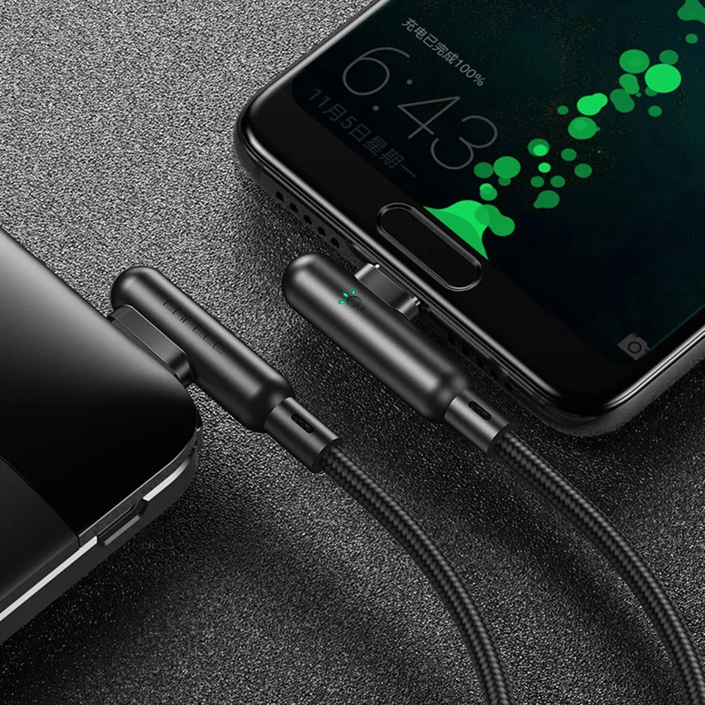 1 2 м кабел USB TYPE C зарядка для телефона двойной локоть провод зарядки передачи